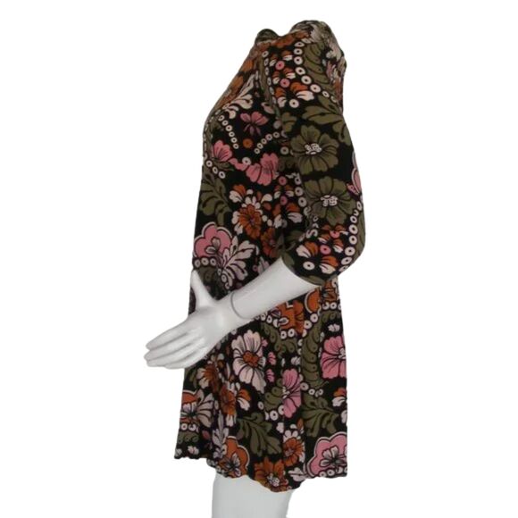 H&M Mini Dress, 4, Retro Multicolor Floral, 3/4 sleeves, Keyhole back, Short - Picture 6 of 11